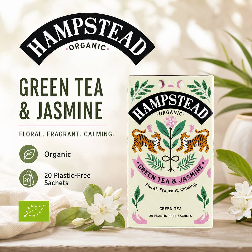 Hampstead Tea BIO Organic Green Tea & Jasmine 20 Teebeutel 40 Gramm Produktbild