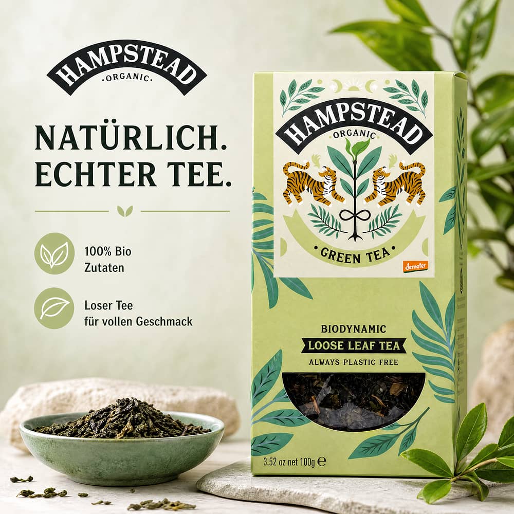 Hampstead Tea BIO Organic Green Tea loser Tee 100 Gramm Produktbild