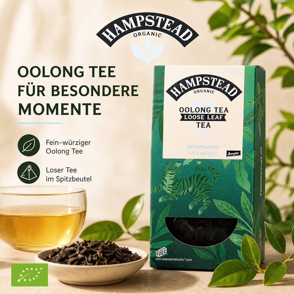 Hampstead Tea BIO Organic Oolong loser Tee im Spitzbeutel 50 Gramm Produktbild