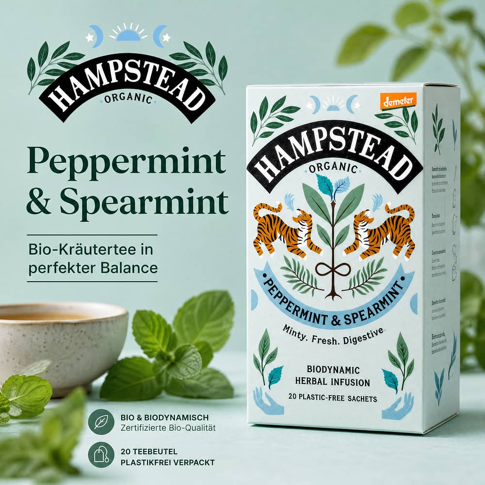 Hampstead Tea Peppermint & Spearmint 20 Teebeutel 30 Gramm Produktbild
