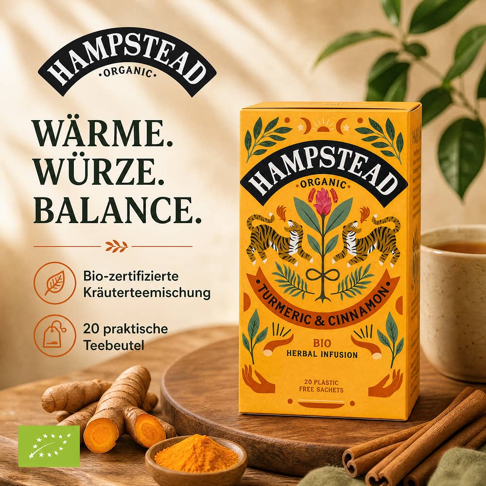 Hampstead Tea Turmeric & Cinnamon BIO 20 Teebeutel 30 Gramm Produktbild