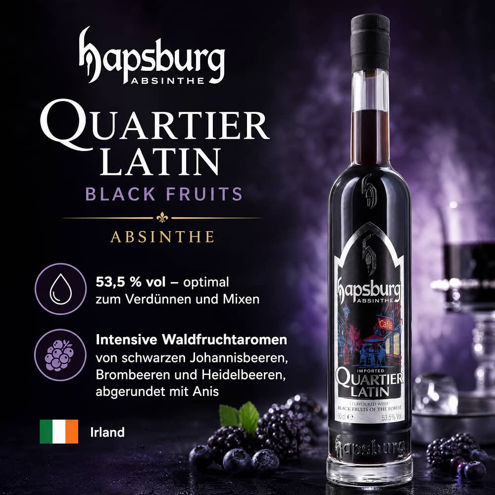 Hapsburg Absinthe Quartier Latin Black Fruits 0,50 Liter/ 53.5% vol Produktbild