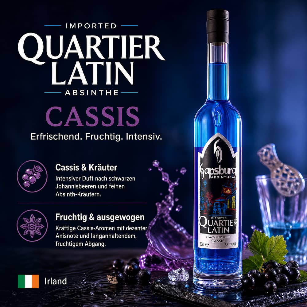 Hapsburg Absinthe Quartier Latin Cassis 0,50 Liter/ 53.5% vol Produktbild