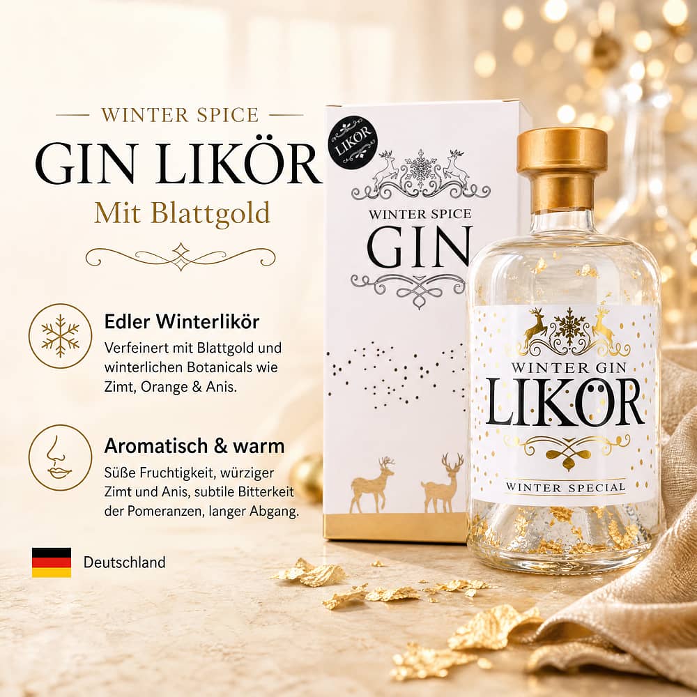 Heinz Eggert Winter Gin Likör mit Blattgold 0,50 Liter/ 47.0% vol Produktbild