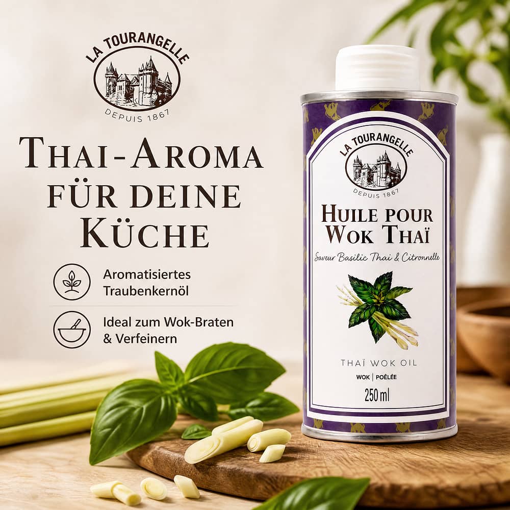 Huilerie Croix Verte Thai Wok Öl aromatisiertes Traubenkernöl 0,250 Liter Produktbild