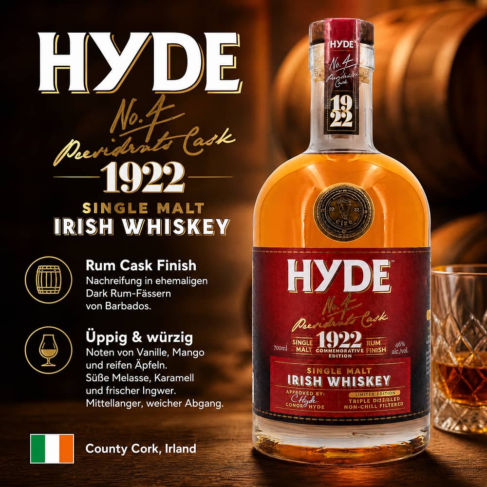 Hyde No. 4 Single Malt Rum Finish 0,70 Liter/ 46.0% vol Produktbild
