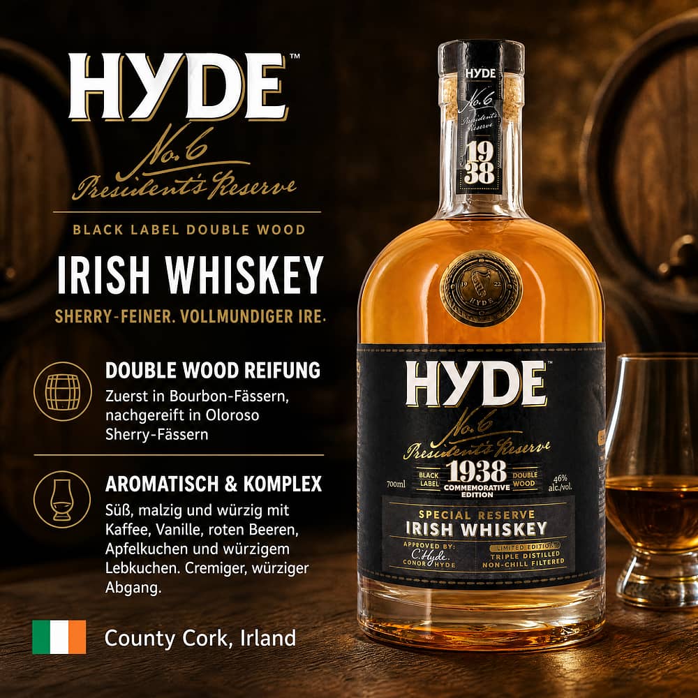 Hyde No. 6 Presidents Reserve Black Label Double Wood 0,70 Liter/ 46.0% vol Produktbild