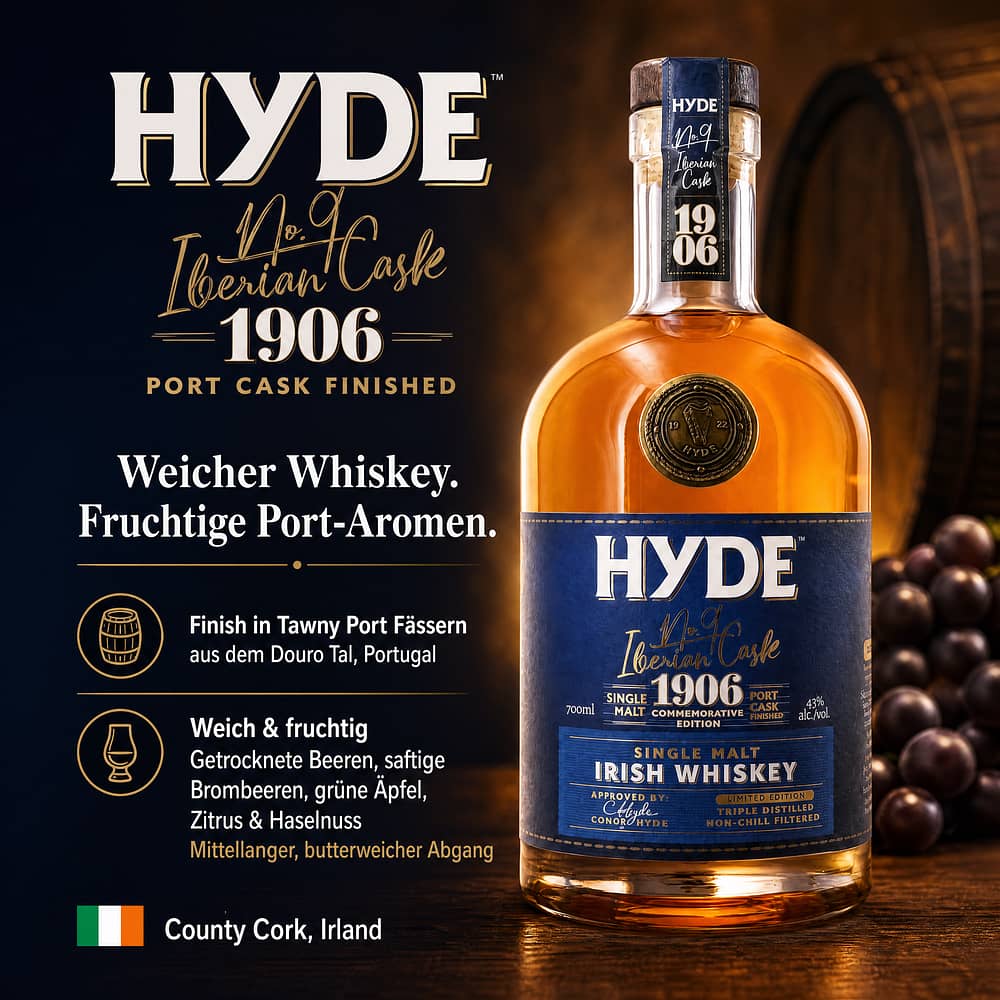 Hyde No. 9 Single Malt Whiskey Port Cask Finished 0,70 Liter/ 43.0% vol Produktbild