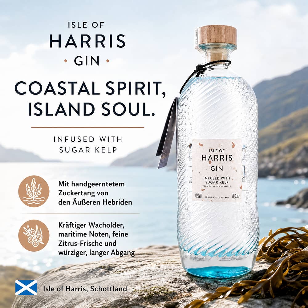 Isle of Harris Gin Infused Whit Sugar Kelp 0,70 Liter/ 45.0% vol Produktbild