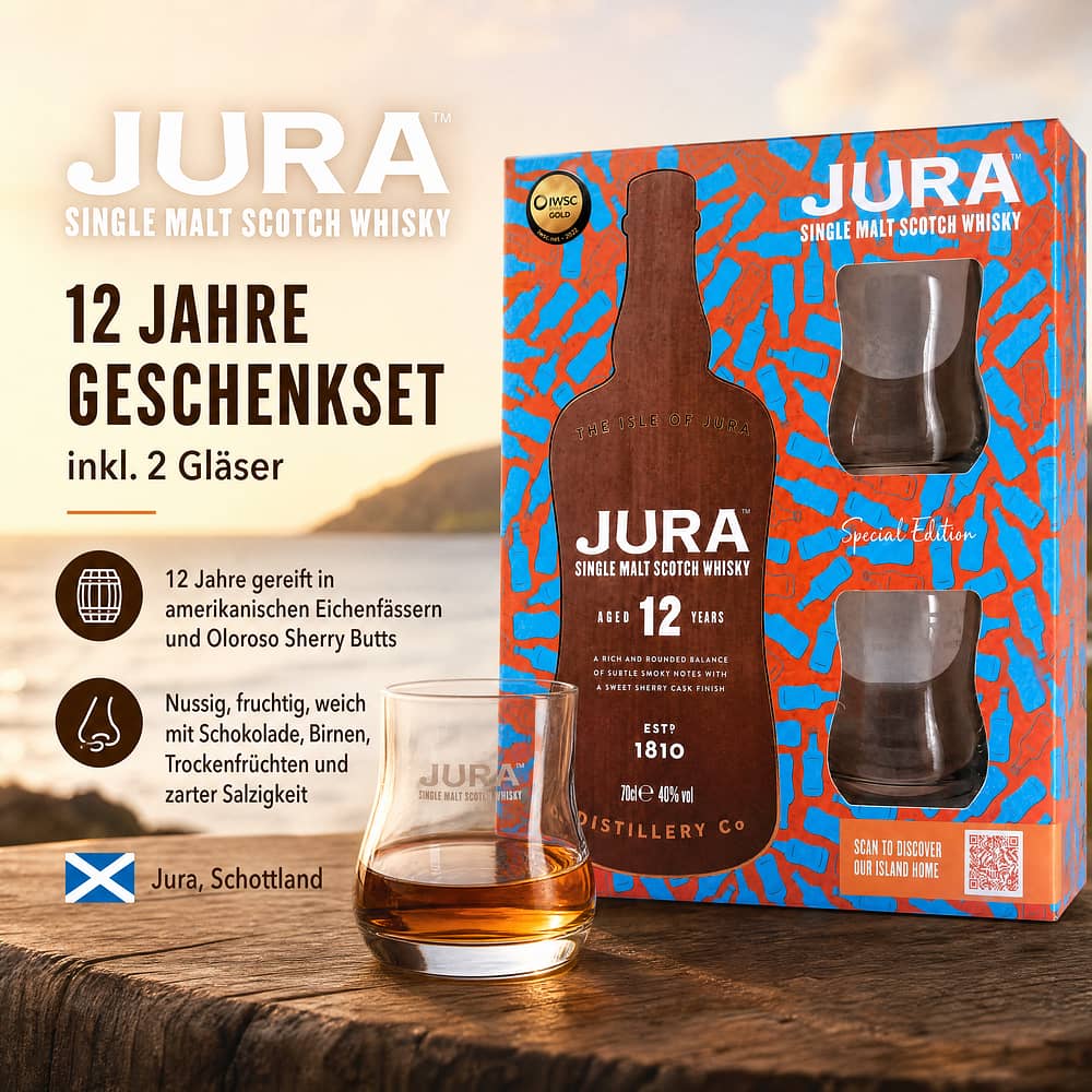 Isle of Jura 12 Jahre Geschenkset inkl. 2 Gläser 0,70 Liter/ 40.0% vol Produktbild