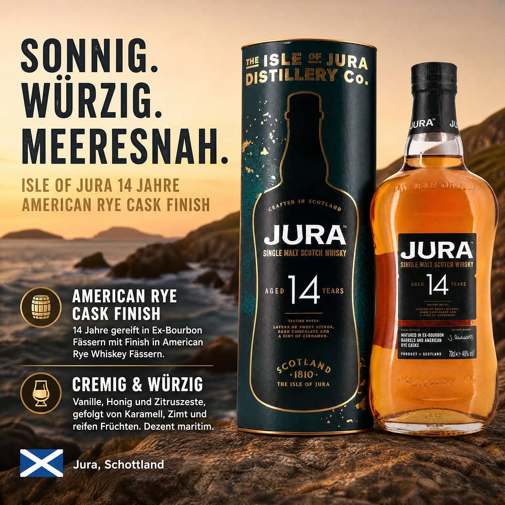 Isle of Jura 14 Jahre American Rye Cask Finish 0,70 Liter/ 40.0% vol Produktbild