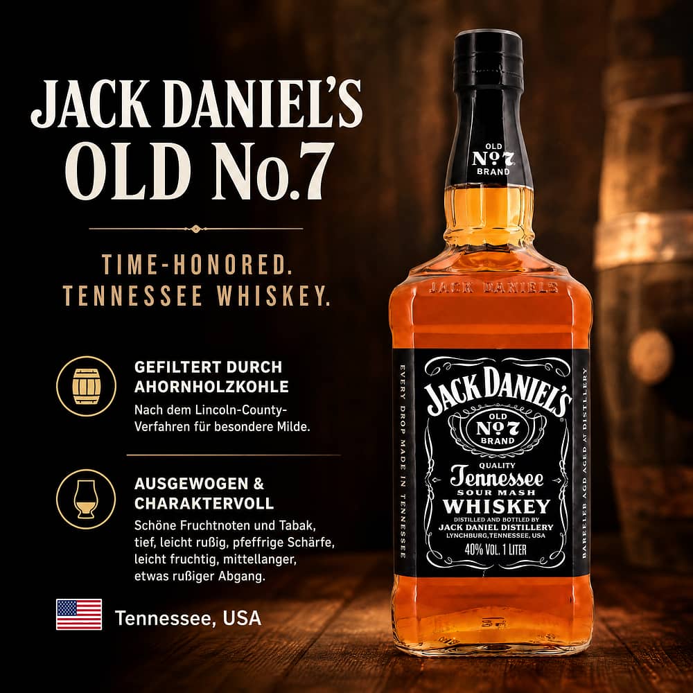 Jack Daniels Old No.7 Literflasche 1 Liter/ 40.0% vol Produktbild