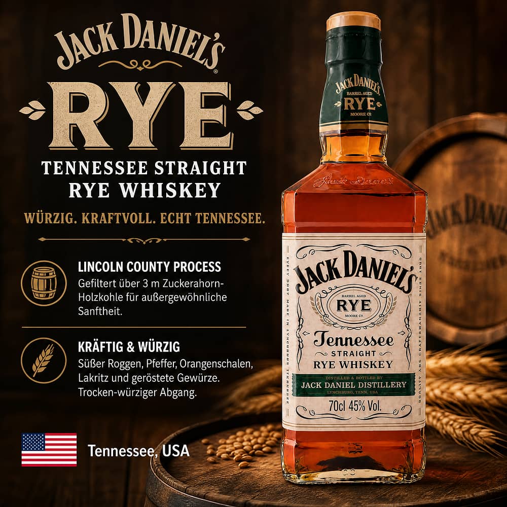 Jack Daniels Rye 0,70 Liter/ 45.0% vol Produktbild