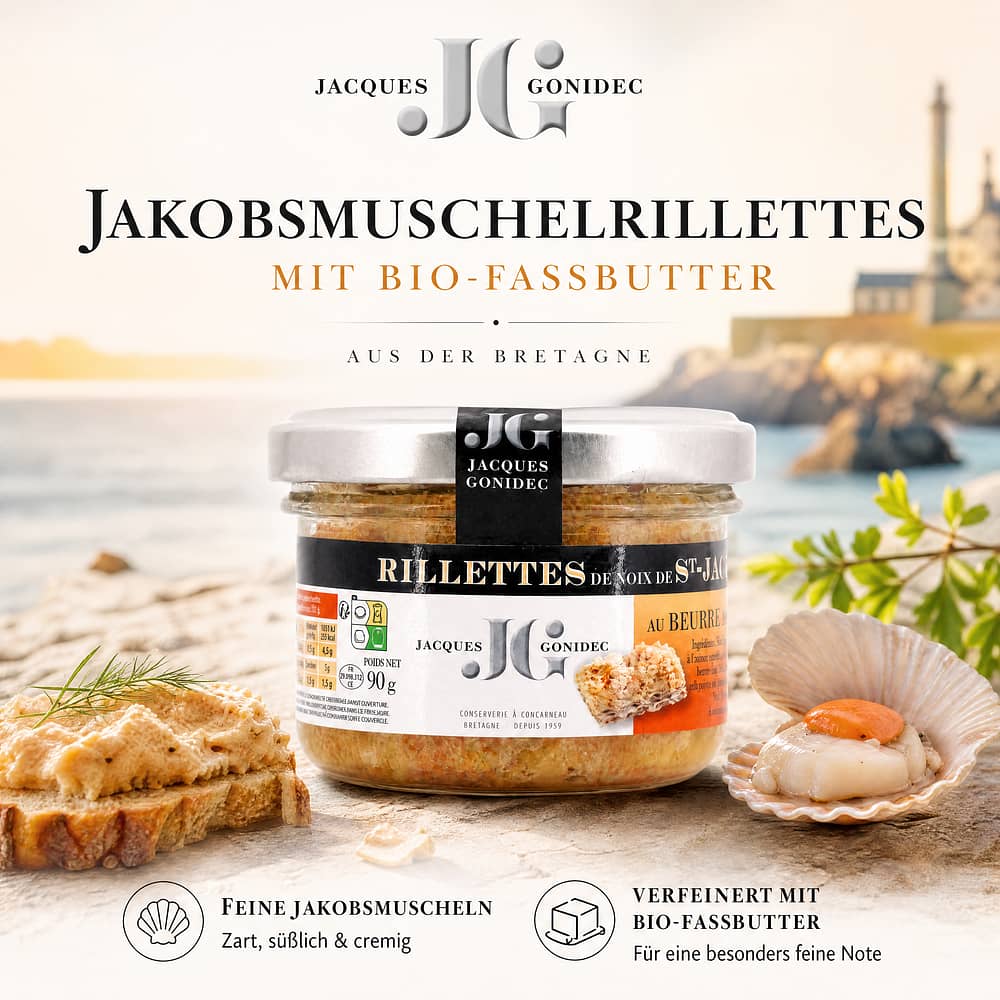 Jacques Gonidec Jakobsmuschelrillettes mit BIO-Fassbutter 90 Gramm Produktbild