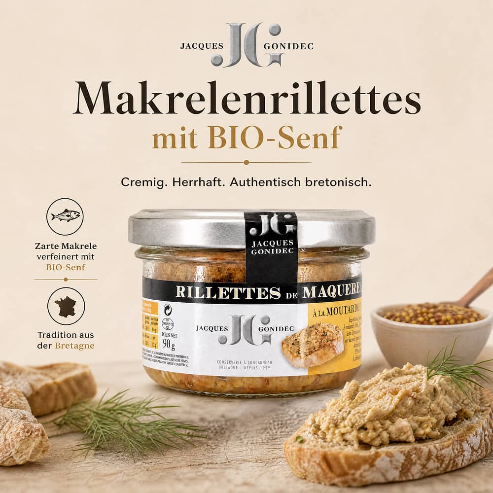 Jacques Gonidec Makrelenrillettes mit BIO-Senf 90 Gramm Produktbild