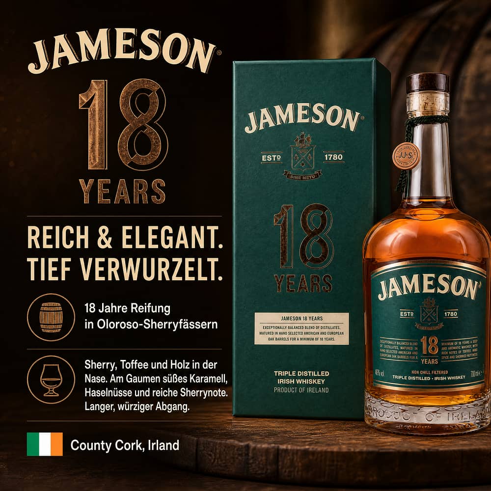 Jameson 18 Jahre 0,70 Liter/ 46.0% vol Produktbild