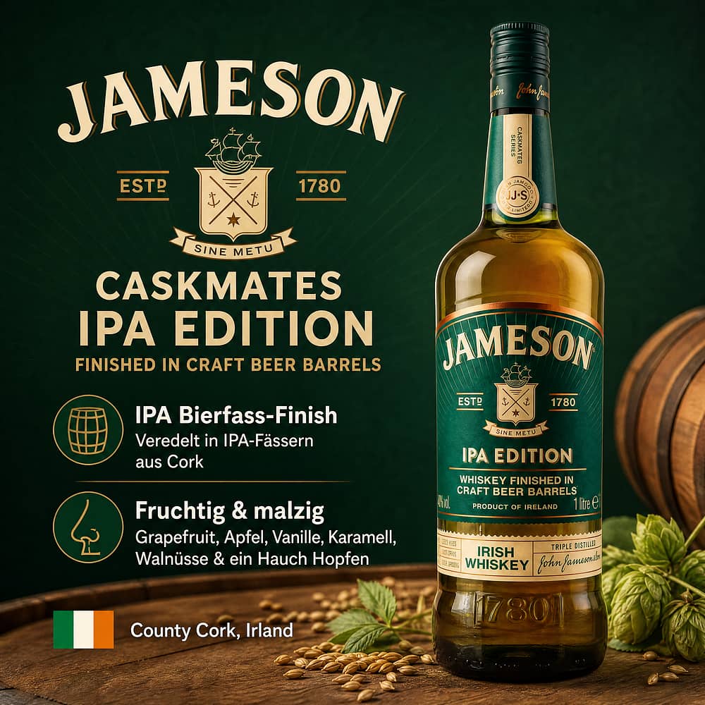 Jameson Caskmates IPA Edition finished in Craft Beer Barrels Literflasche 1 Liter/ 40.0% vol Produktbild