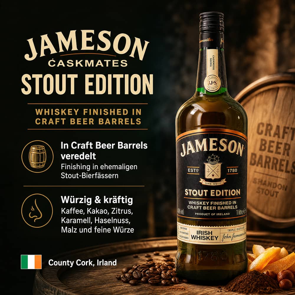 Jameson Caskmates Stout Edition Literflasche 1 Liter/ 40.0% vol Produktbild