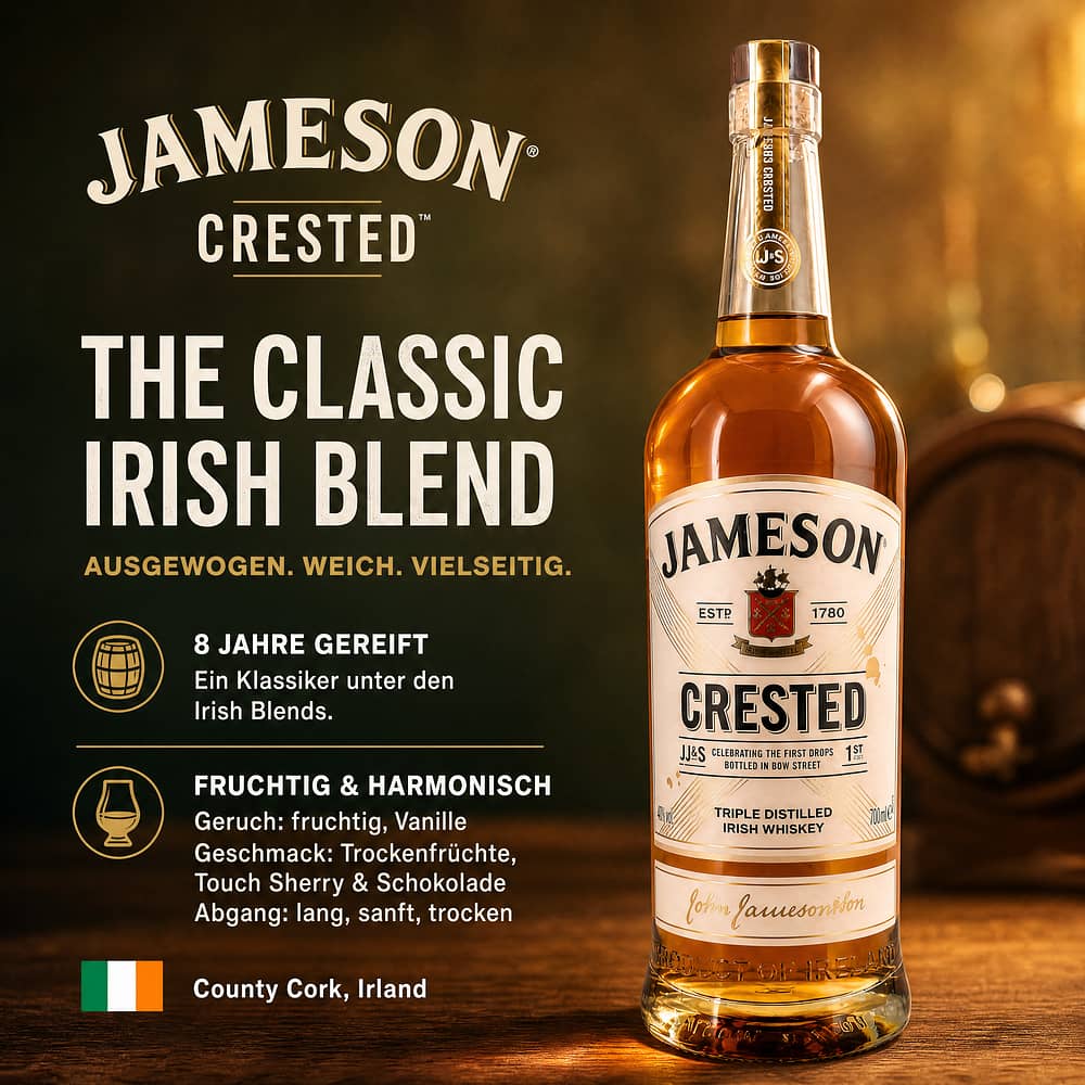 Jameson Crested 0,70 Liter/ 40.0% vol Produktbild