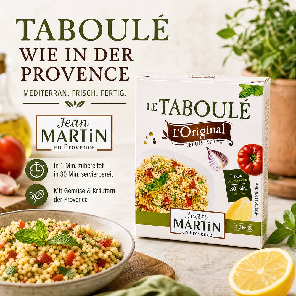 Jean MARTIN Le Taboulé Hartweizengrieß mit Gemüse 220 Gramm Produktbild