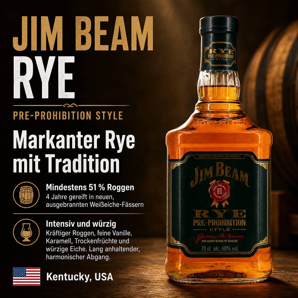 Jim Beam Rye 0,70 Liter/ 40.0% vol Produktbild