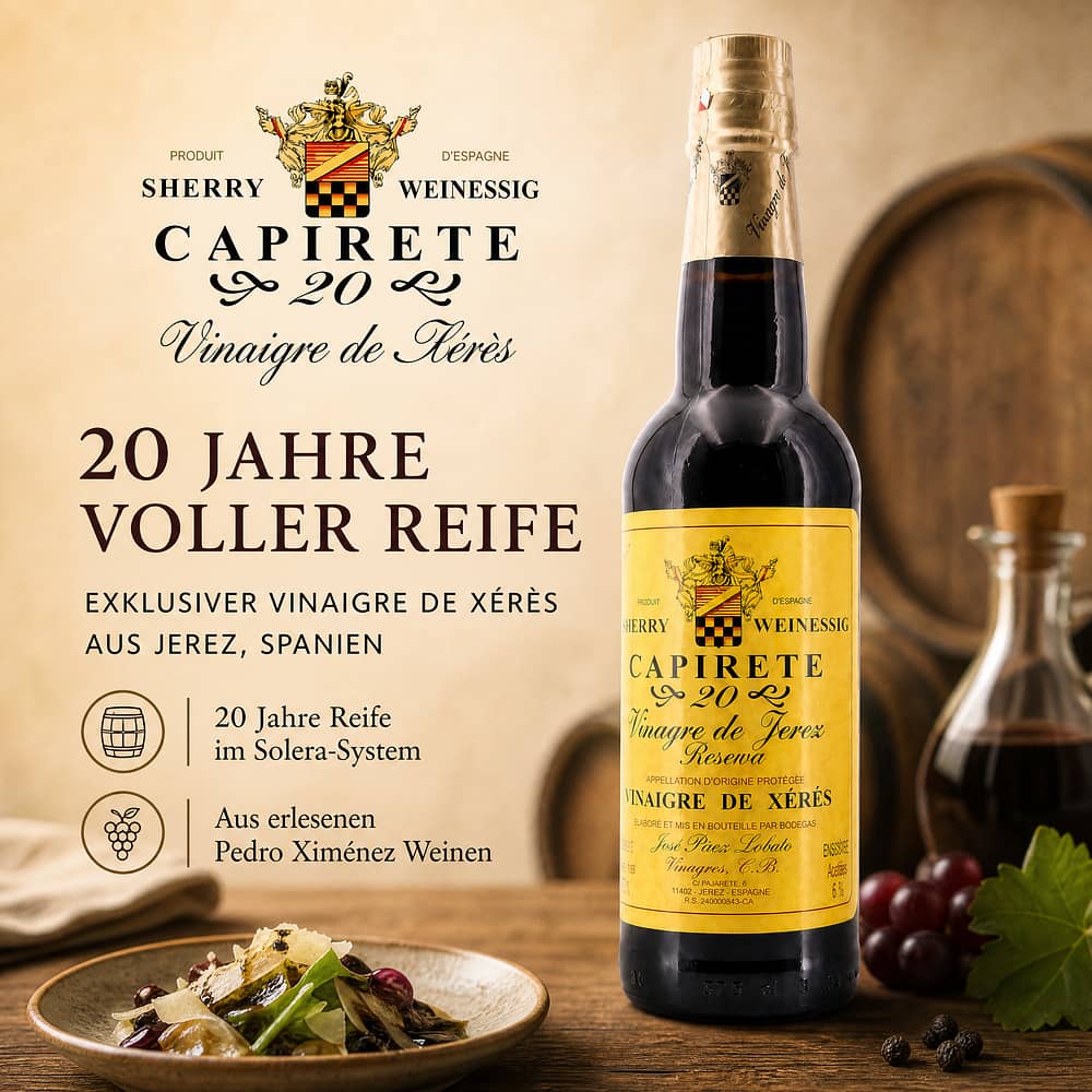 José Páez Lobato Capriete Jerez Essig 20 Jahre Vinaigre de Xérès 0,375 Liter Produktbild