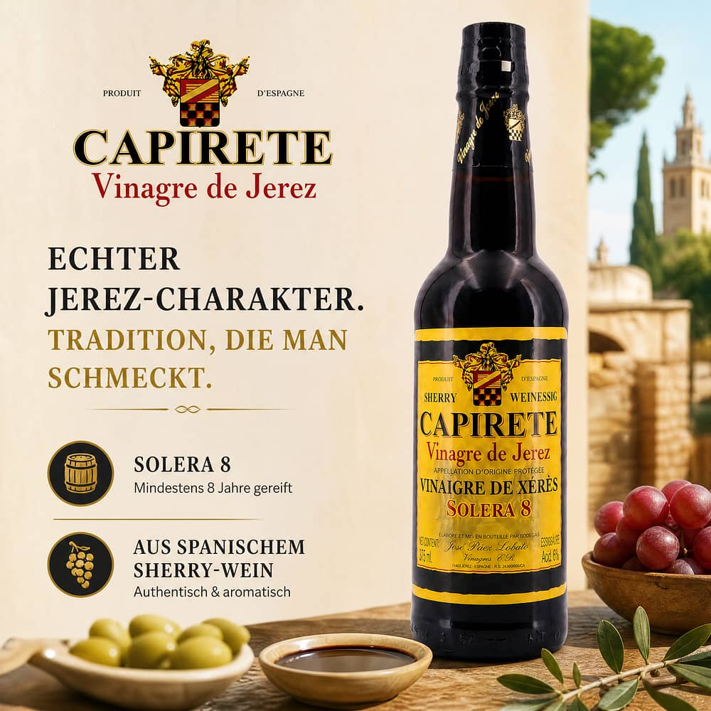 José Páez Lobato Capriete Jerez Essig Solera 8 Sherry Weinessig 0,375 Liter Produktbild