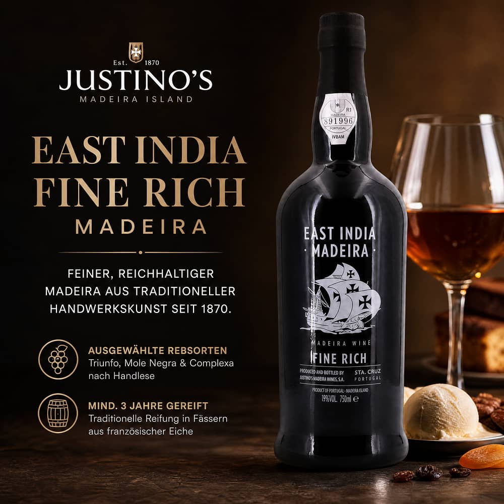 Justino`s East India Fine Rich Madeira 0,750 Liter/ 19.0% vol Produktbild