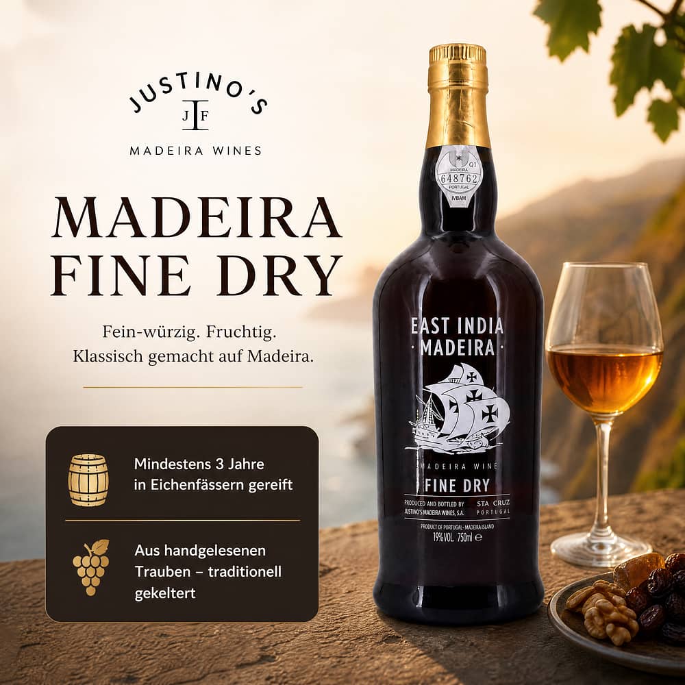 Justino`s Madeira Fine Dry 0,750 Liter/ 19.0% vol Produktbild