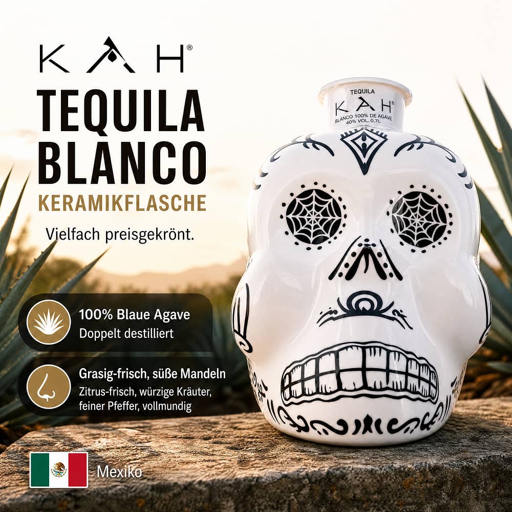 KAH Tequila Blanco Keramikflasche 0,70 Liter/ 40.0% vol Produktbild