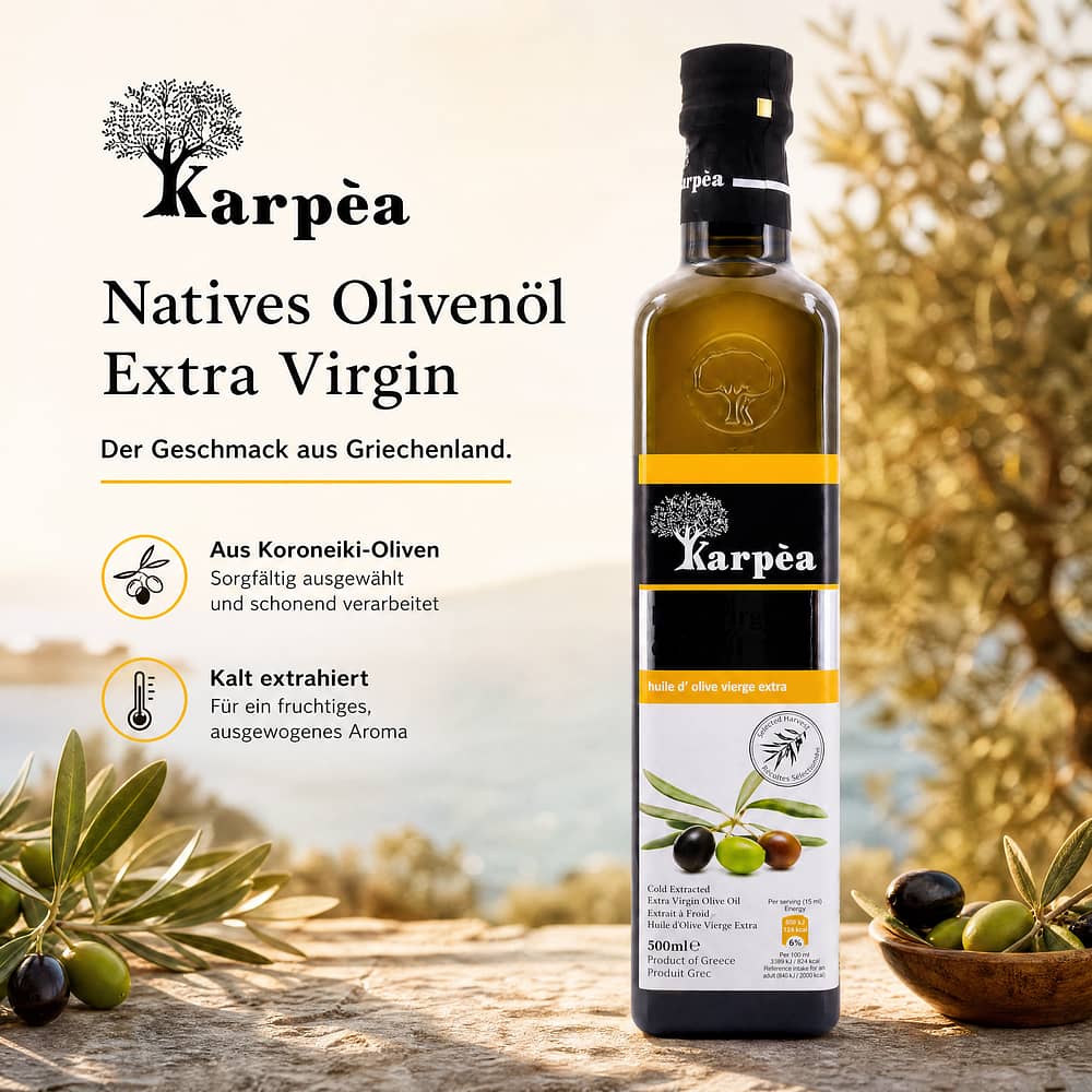Karpea Natives Olivenöl Extra Virgin 0,50 Liter Produktbild
