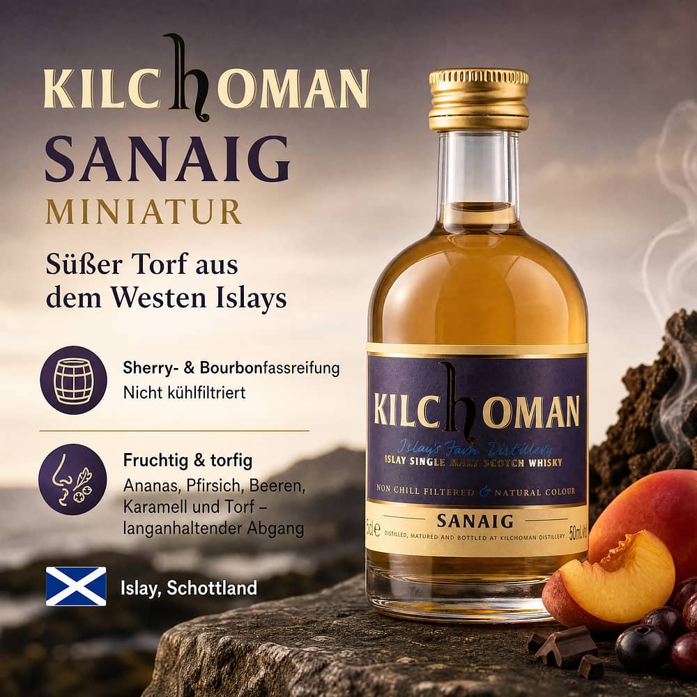 Kilchoman Sanaig Miniatur 0,050 Liter/ 46.0% vol Produktbild