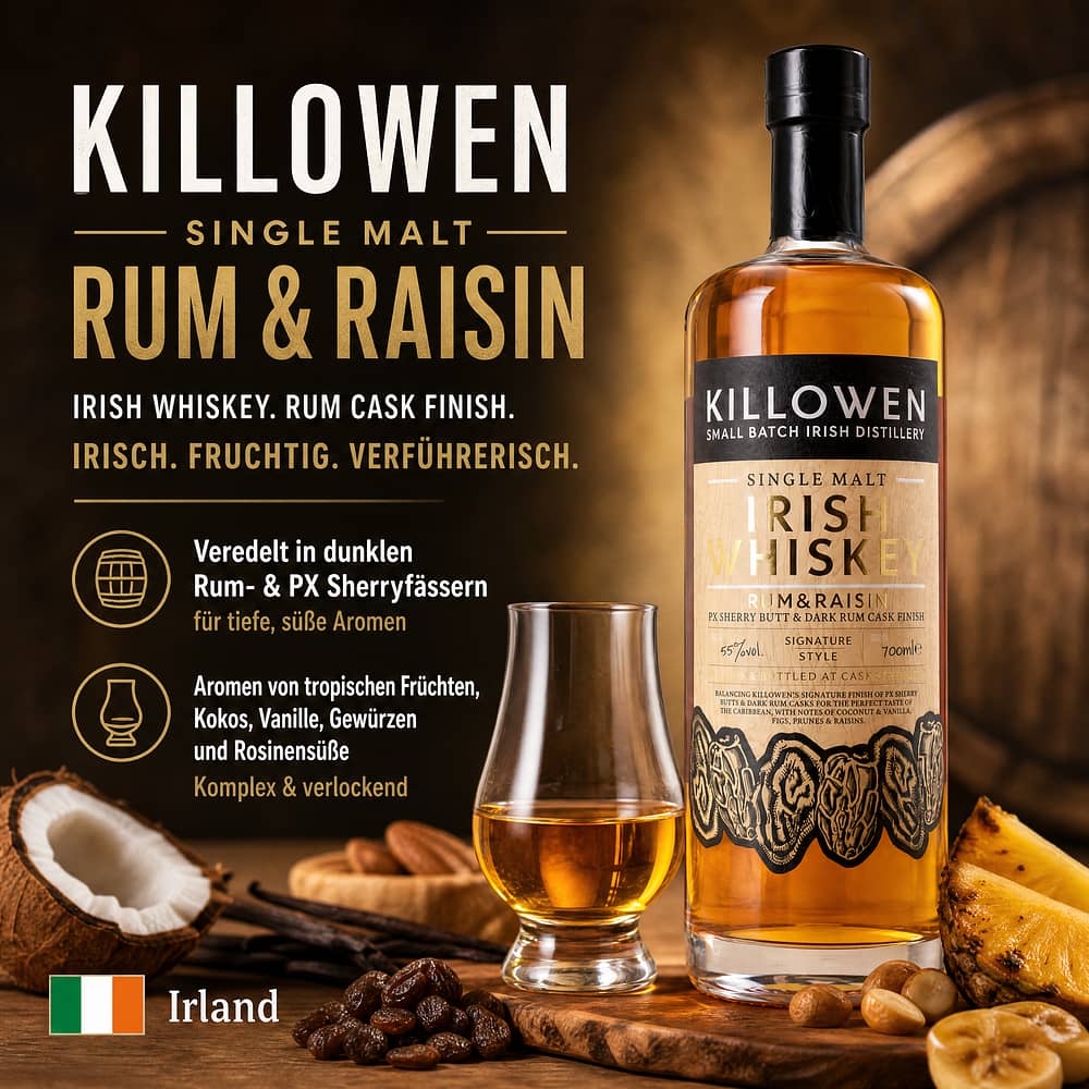 Killowen Single Malt Rum & Raisin 0,70 Liter/ 55.0% vol Produktbild