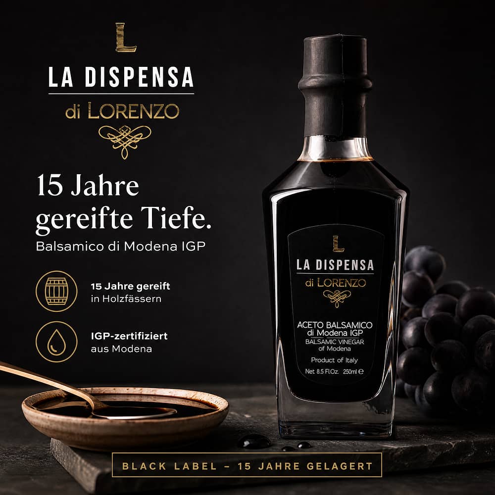 La Dispensa di Lorenzo Aceto Balsamico di Modena I.G.P. Black Label 15 Jahre gelagert 0,250 Liter Produktbild