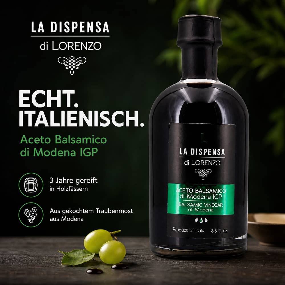 La Dispensa di Lorenzo Aceto Balsamico di Modena I.G.P. Green Label 3 Jahre gelagert 0,250 Liter Produktbild