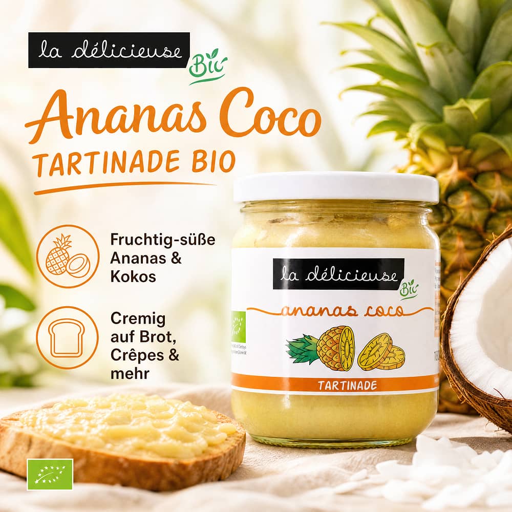 La Délicieuse Ananas & Kokos Aufstrich BIO 180 Gramm Produktbild