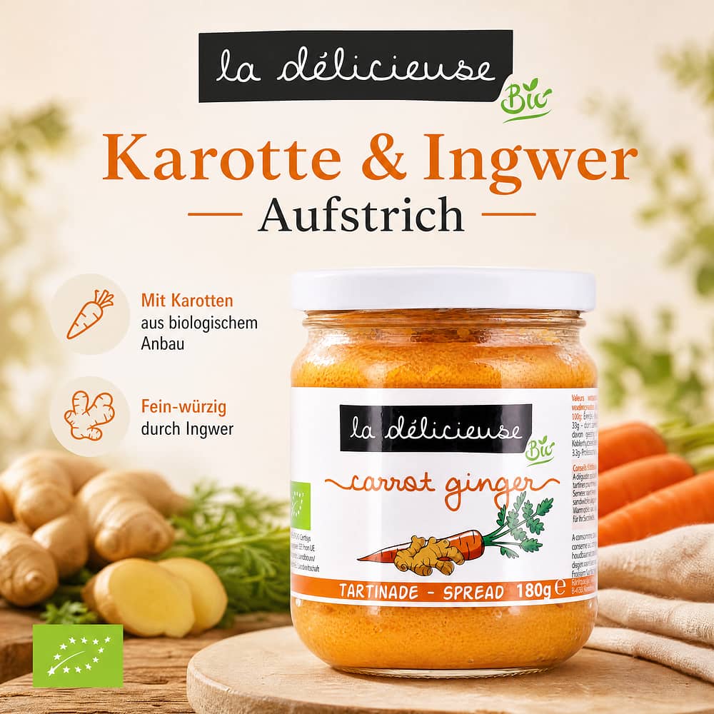 La Délicieuse Karotte Ingwer Aufstrich BIO 180 Gramm Produktbild