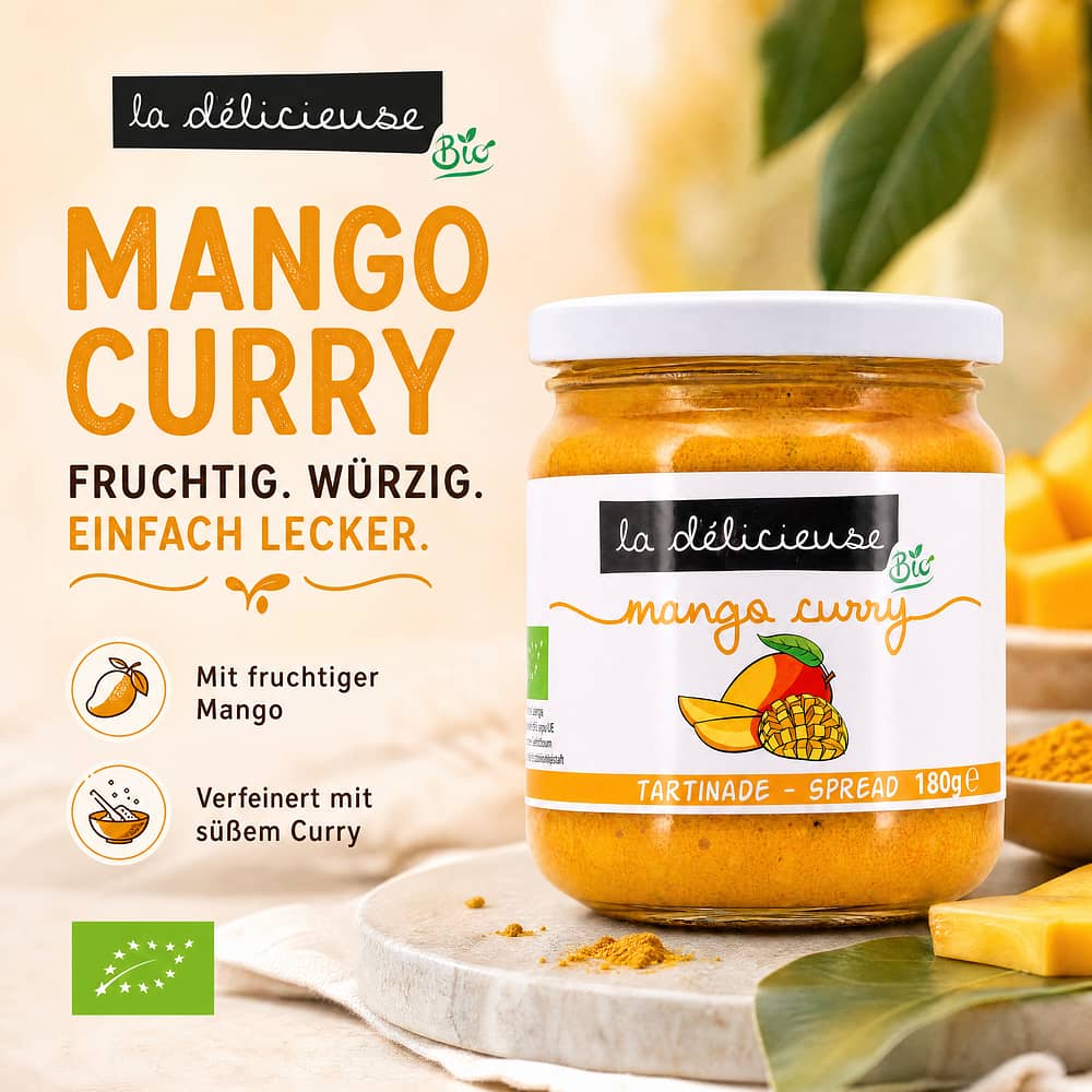 La Délicieuse Mango Curry Aufstrich BIO 180 Gramm Produktbild