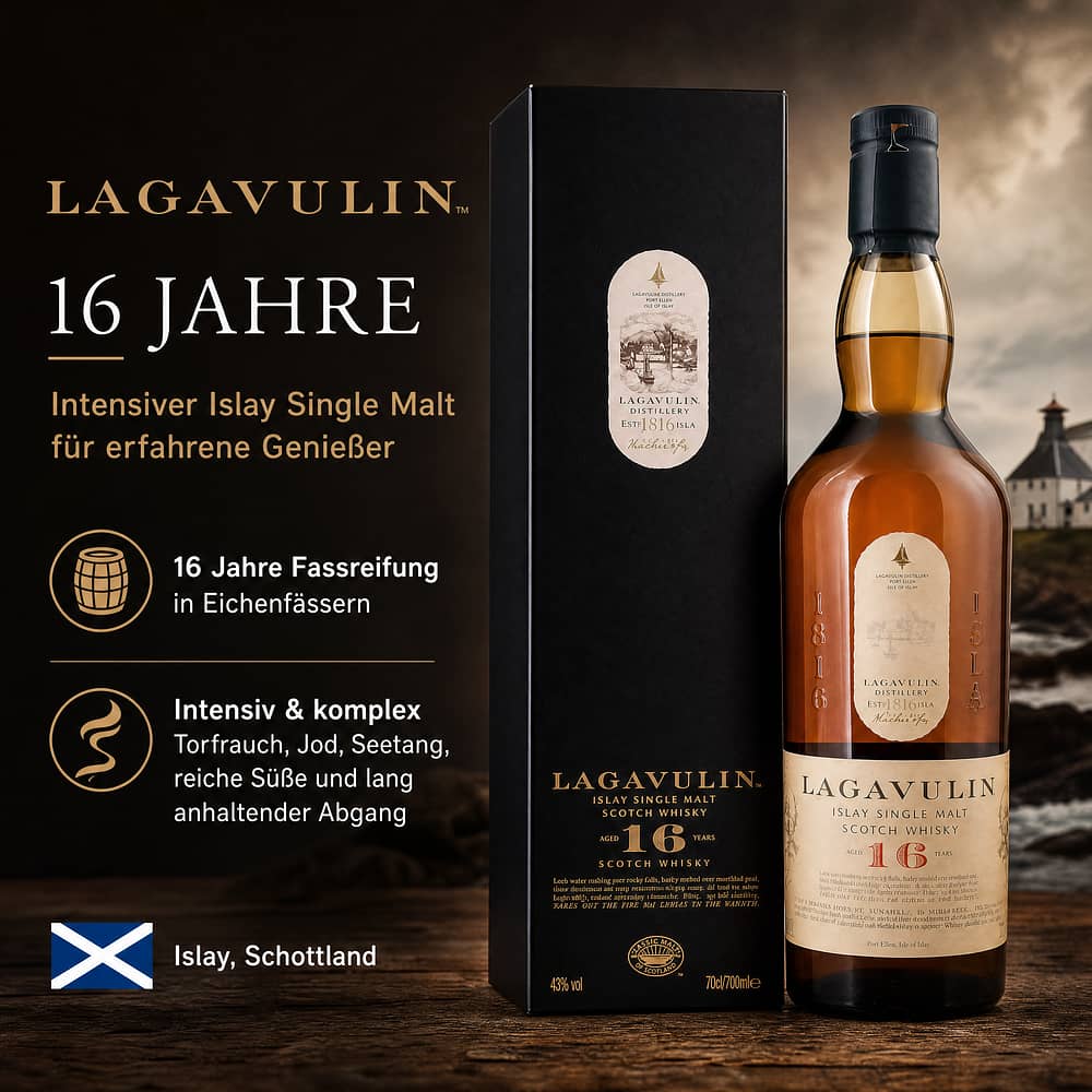 Lagavulin 16 Jahre 0,70 Liter/ 43.0% vol Produktbild