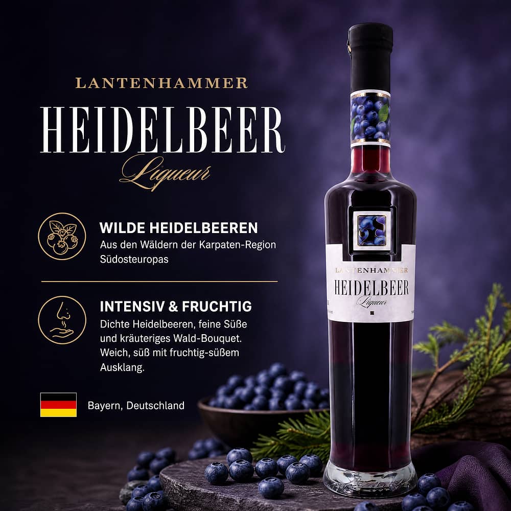 Lantenhammer Heidelbeer Liqueur 0,50 Liter/ 25.0% vol Produktbild