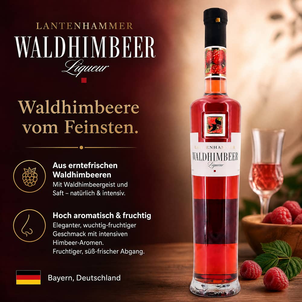 Lantenhammer Waldhimbeer Liqueur 0,50 Liter/ 25.0% vol Produktbild