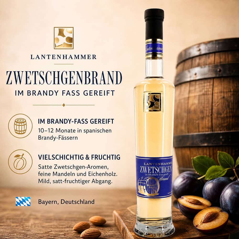 Lantenhammer Zwetschgenbrand im Brandy Fass gereift 0,50 Liter/ 42.0% vol Produktbild