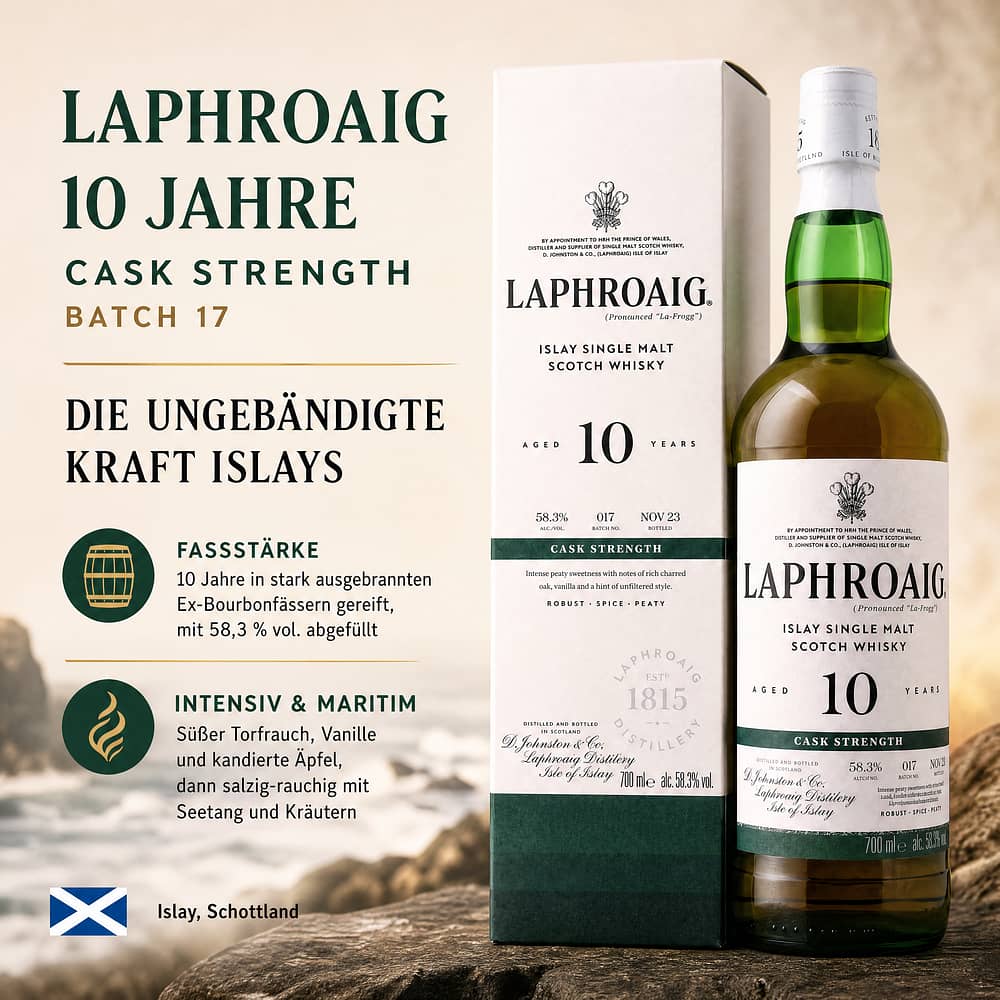 Laphroaig 10 Jahre Cask Strength Batch 17 0,70 Liter/ 58.3% vol Produktbild