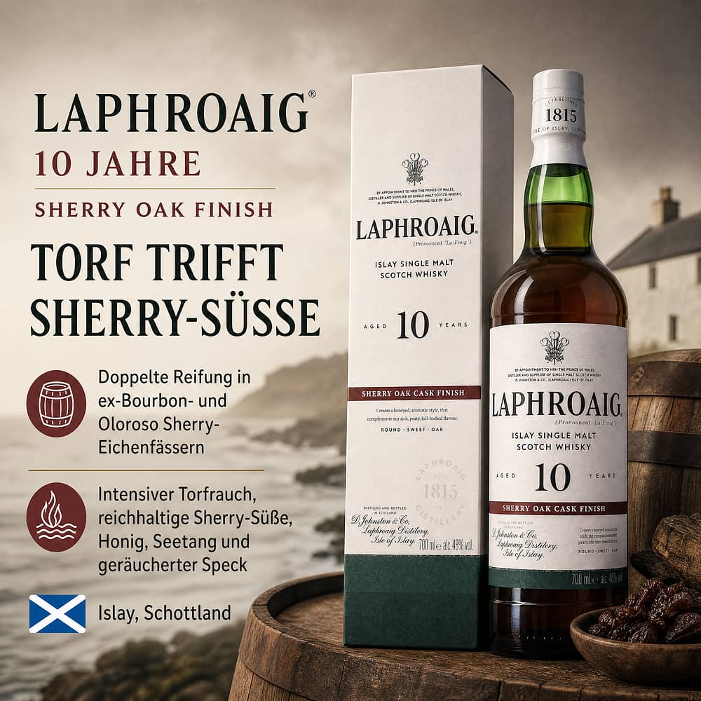 Laphroaig 10 Jahre Sherry Oak Finish 0,70 Liter/ 48.0% vol Produktbild
