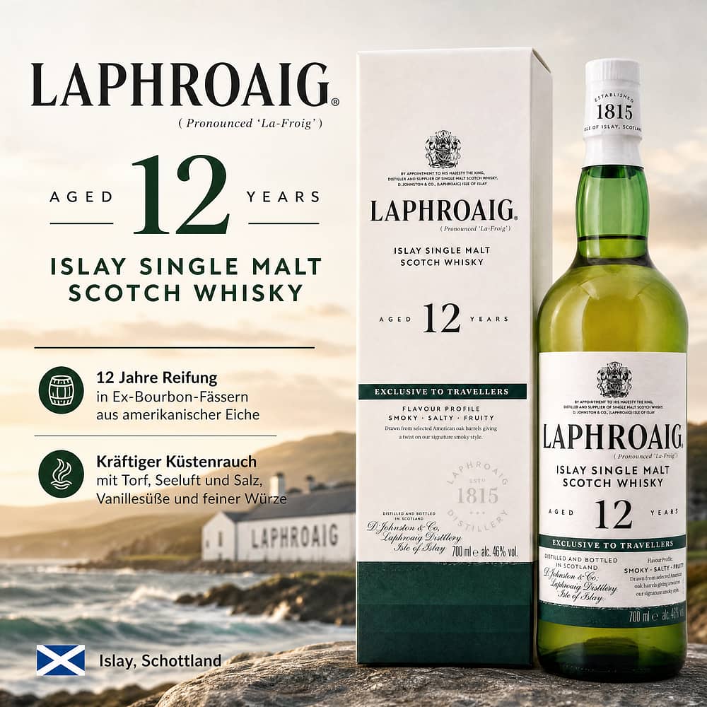 Laphroaig 12 Jahre 0,70 Liter/ 46.0% vol Produktbild