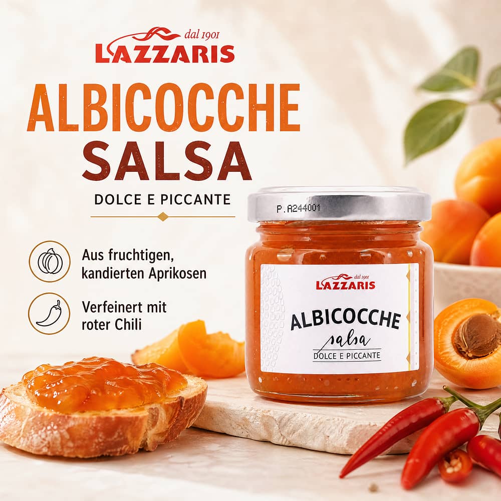 Lazzaris Aprikosen-Senf-Sauce aus kandierten Früchten 120 Gramm Produktbild