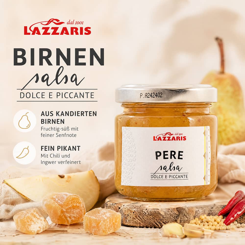 Lazzaris Birnen-Senf-Sauce aus kandierten Früchten 120 Gramm Produktbild