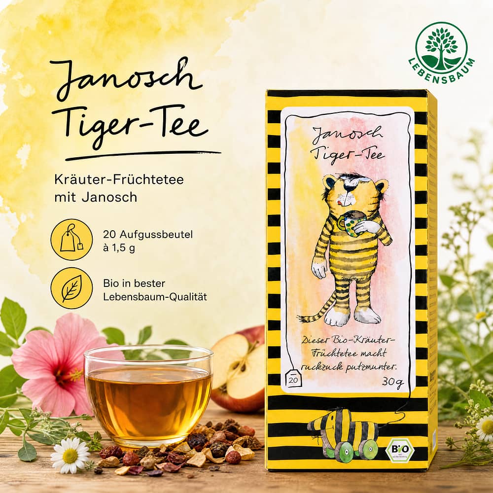 Lebensbaum Janosch Tiger-Tee Kräuter-Früchteteemischung 30 Gramm Produktbild