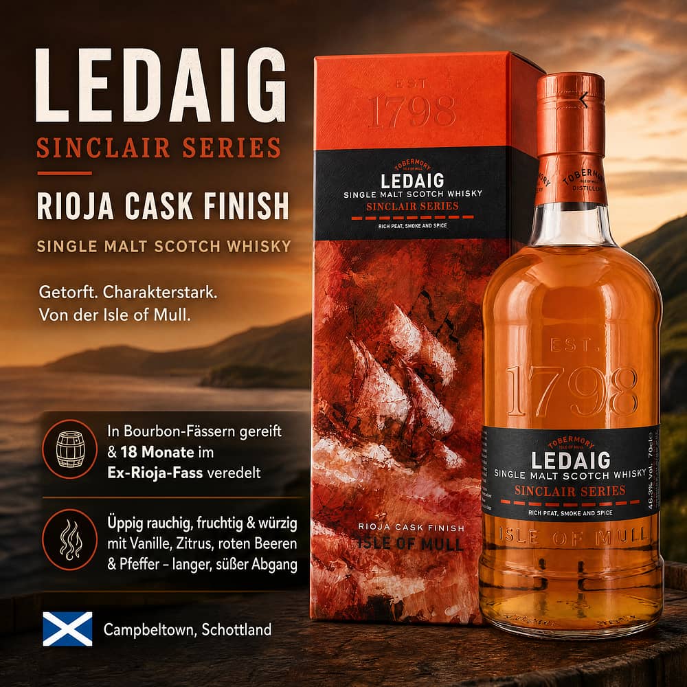 Ledaig Rioja Cask Finish Sinclair Series 0,70 Liter/ 46.3% vol Produktbild