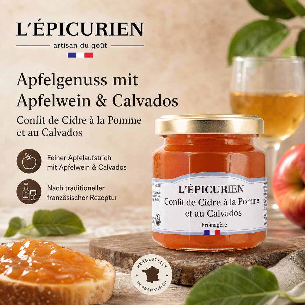 L’Epicurien Apfel-Aufstrich mit Apfelwein und Calvados 125 Gramm/ 2.0% vol Produktbild